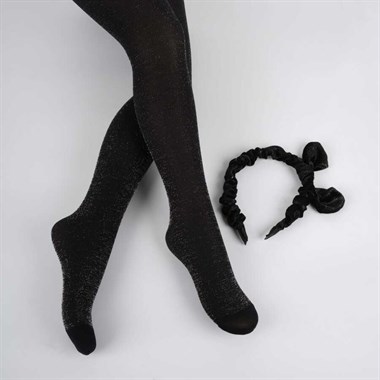 KAT-62104Katamino K6104  Kız Çocuk Kadife Taçlı ve Simli Külotlu Yılbaşı Çorabı