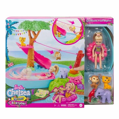 Mattel GTM85 Barbie ve Chelsea Kayıp Doğum Günü Havuz Partisi Oyun Seti